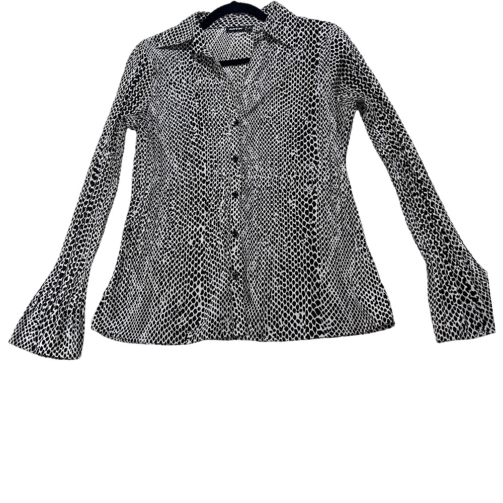 Snake Skin Pattern Button Up Long Sleeve Shirt